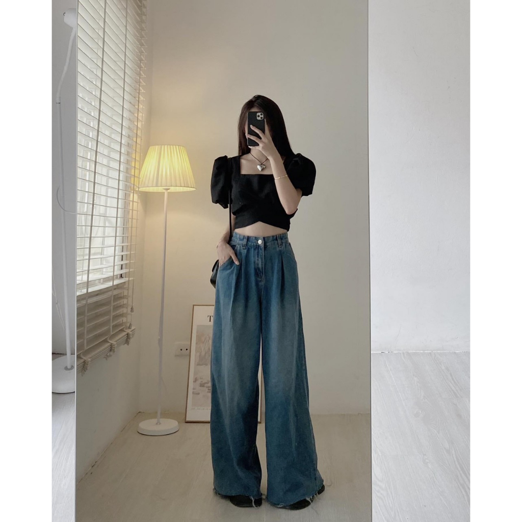 Quần jean nữ ông loe rộng cắt gấu - Retrostyle - QuanjeancatgauQ9520_P13K11