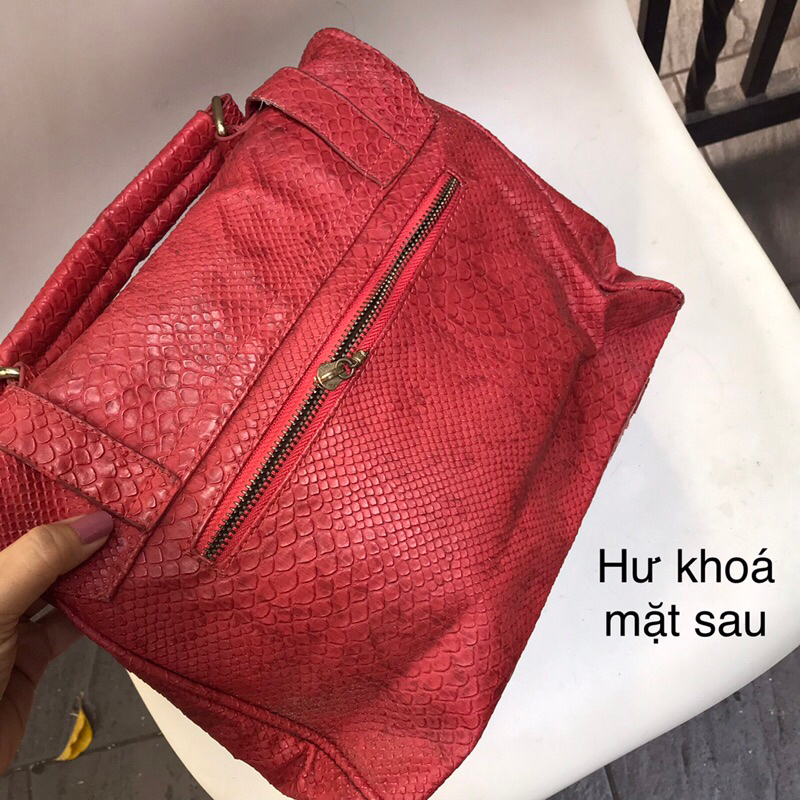 Túi 2hand cặp xách da gân đỏ