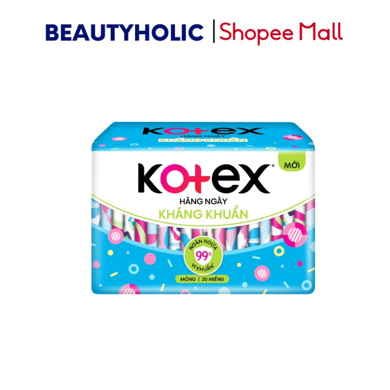 Băng Vệ Sinh Kotex Hằng Ngày Không Cánh Gói Siêu Tiết Kiệm dài 15cm 20 Miếng/Gói