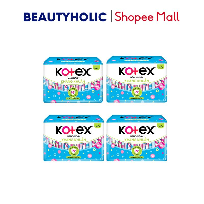 Băng Vệ Sinh Kotex Hằng Ngày Không Cánh Gói Siêu Tiết Kiệm dài 15cm 20 Miếng/Gói