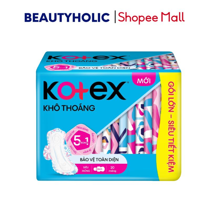 Băng Vệ Sinh Kotex Ban Ngày Gói Lớn Siêu Tiết Kiệm 20 Miếng/ 8 Miếng