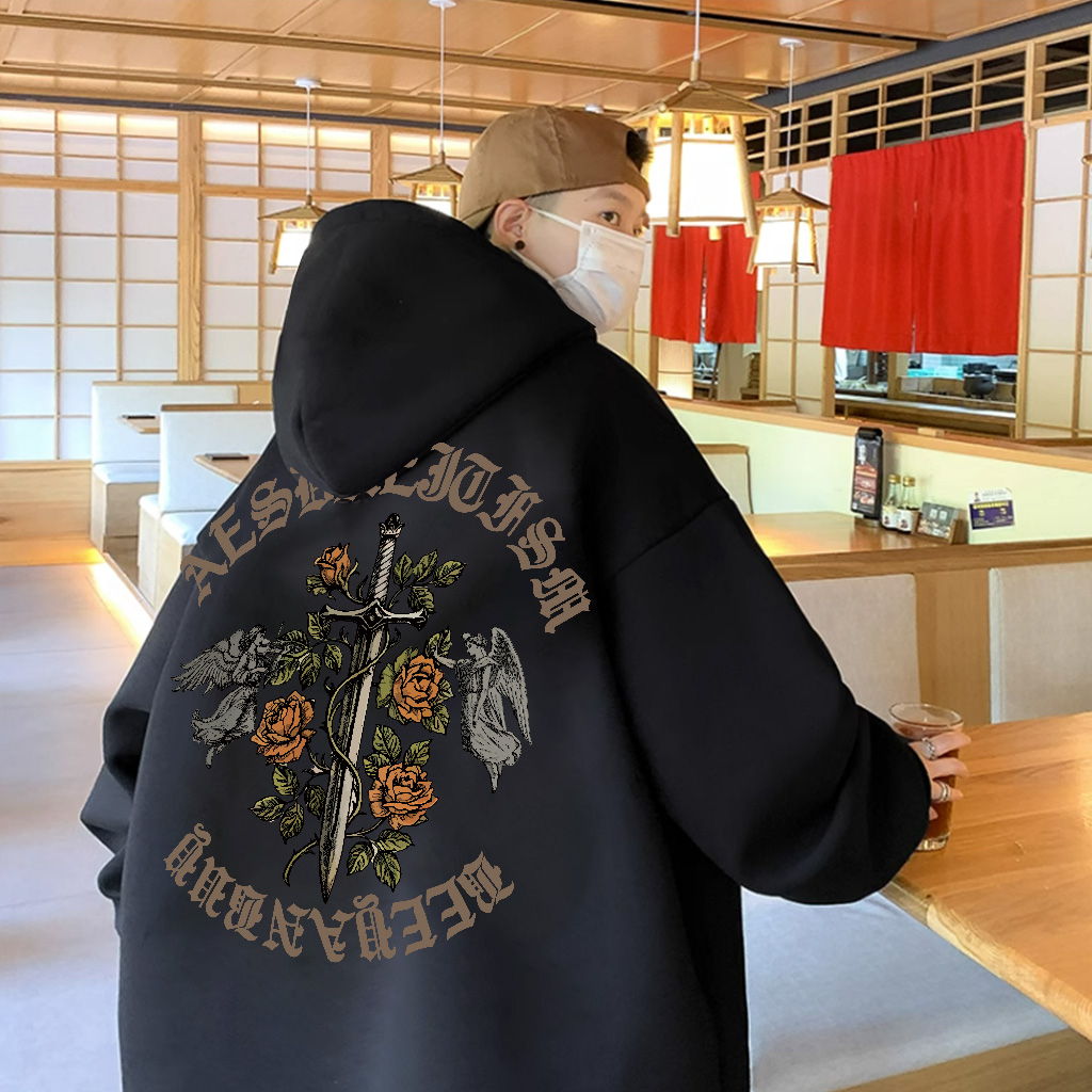 Áo Hoodie Cotton BEEYANBUY form rộng vintage thời trang in hình unisex 100% cotton-N0271
