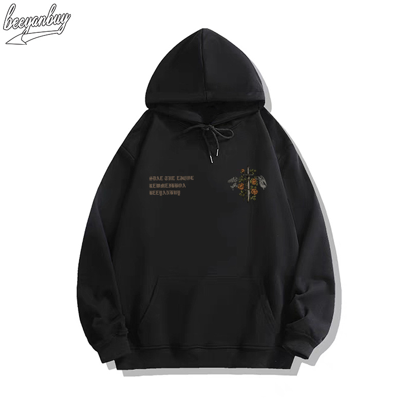 Áo Hoodie Cotton BEEYANBUY form rộng vintage thời trang in hình unisex 100% cotton-N0271