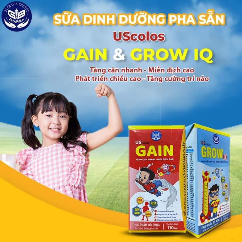 Sữa Uscolos Gain và grow giúp bé tăng cân và phát triển chiều cao tối ưu