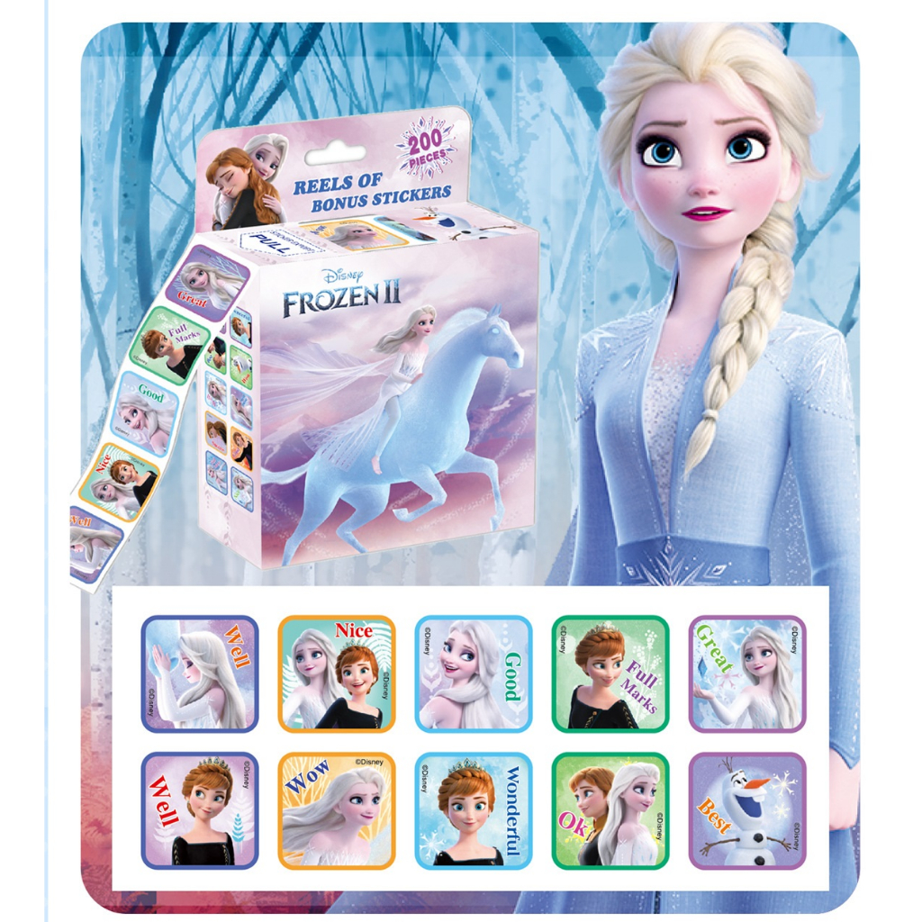 Cuộn 200 Sticker Khen Thưởng Cho Bé - Bộ Sưu Tập Hình Dán Siêu Nhân Spiderman Công Chúa Elsa Bé Cực Thích