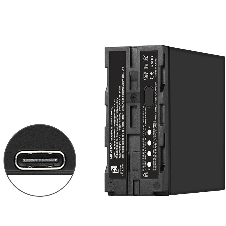 Pin NP-F970 6600mAh tích hợp sạc TypeC cho đèn Led