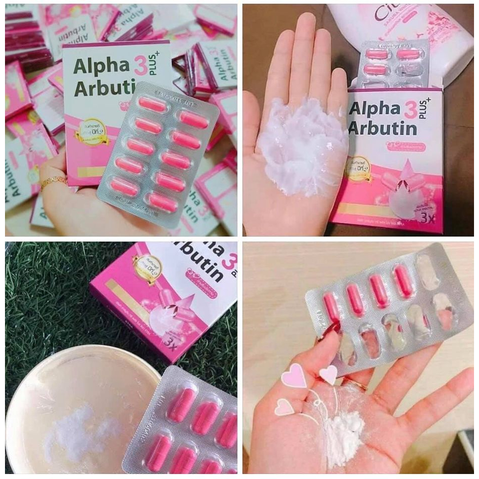 Viên Bột Kích Trắng Alpha Arbutin 3 Plus  New Uv Vỉ 10 Viên Hàng Thái Lan