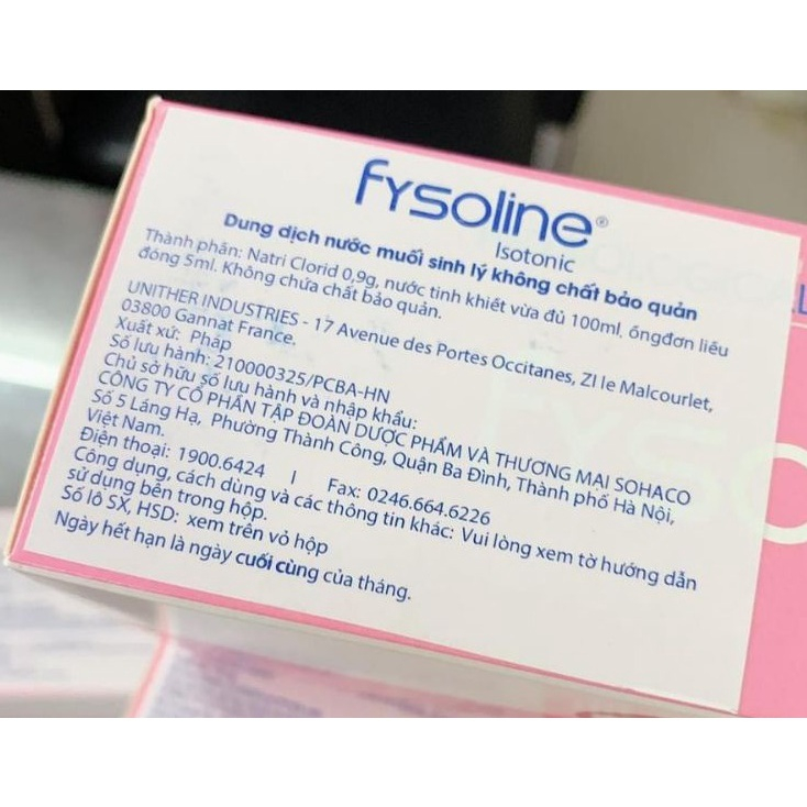 Fysoline - Nước Muối Sinh Lý Pháp  - an toàn cho Bé , giảm sổ mũi, nghẹt mũi , vệ sinh mũi mắt hàng ngày  SHC