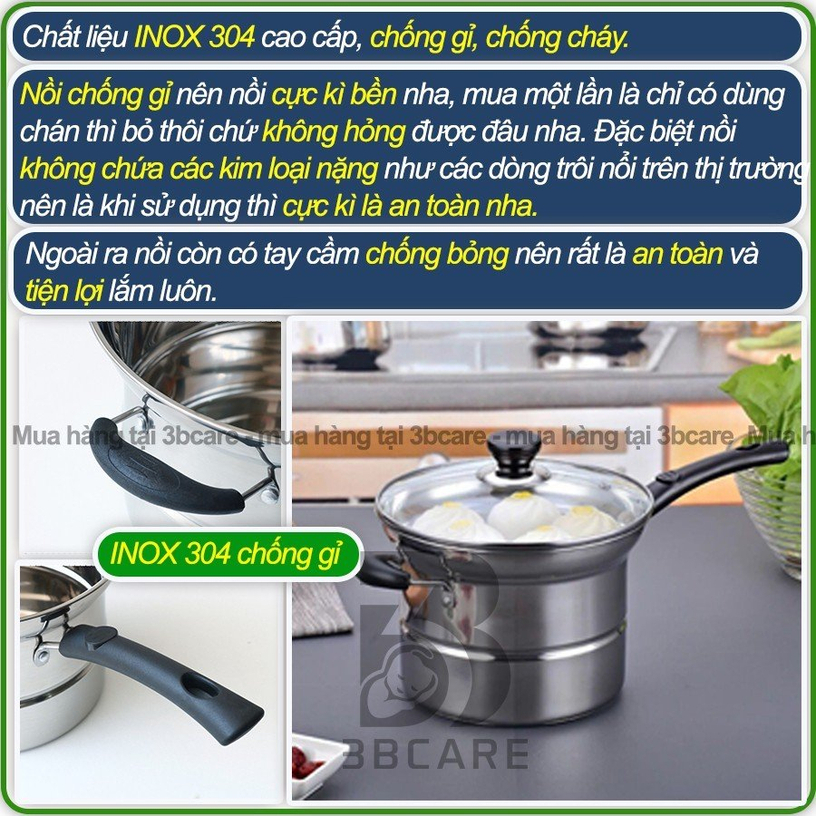 Nồi chiên ngập dầu ACHITA N21 11l kèm xửng hấp và khay chiên, nồi hấp lòng inox 3 lớp chống ăn mòn  -SHOP 3BCARE