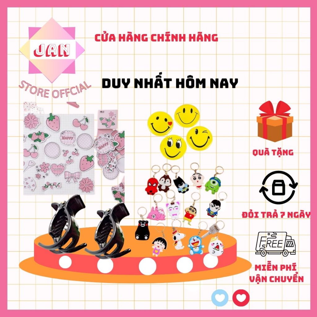 Kẹp tóc,huy hiệu , nhãn dán ,móc khóa giao ngẫu nhiên