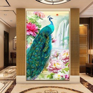 Tranh  chim công đính đá toàn bộ tự làm