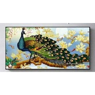 bức chim công đính đá tự làm