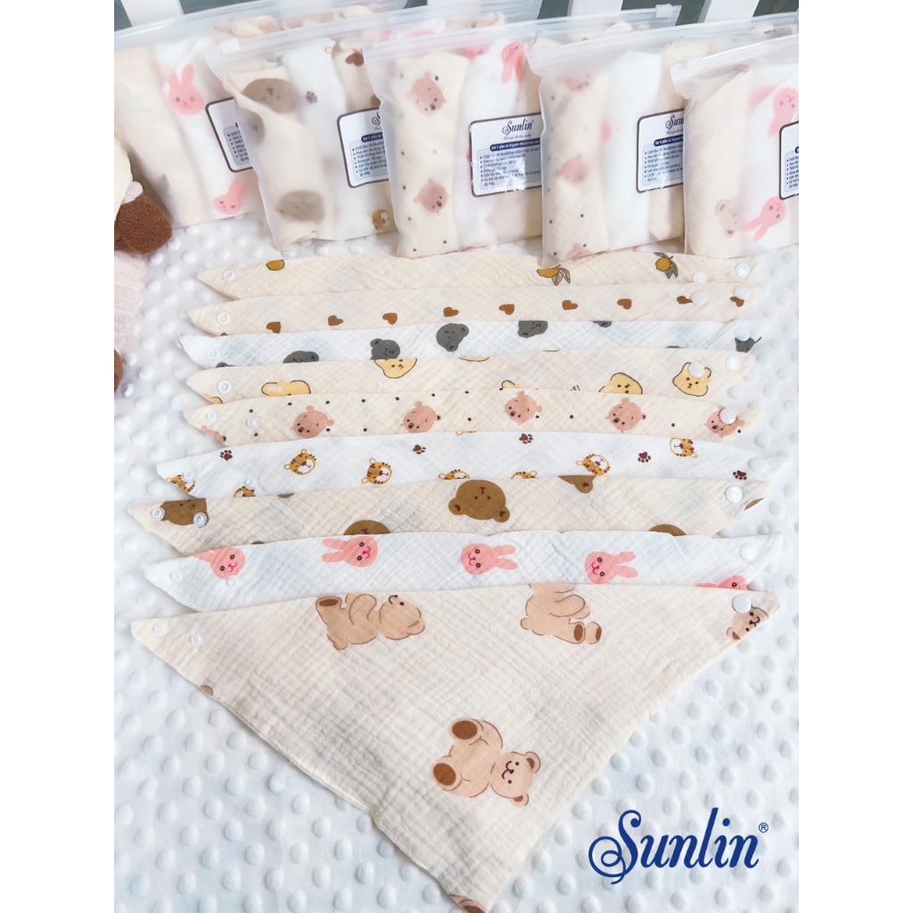 1 Chiếc Khăn yếm xô tam giác Organic Muslintree 4 lớp cao cấp cho bé sơ sinh, bé trai, bé gái