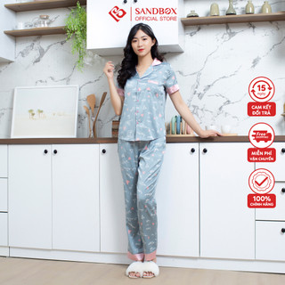 Đồ Bộ Nữ Pijama Mặc Nhà SANDBOX Thiết Kế Phối Tay Cộc, Quần Dài Lụa Satin Nhật Cao Cấp, Thoải Mái