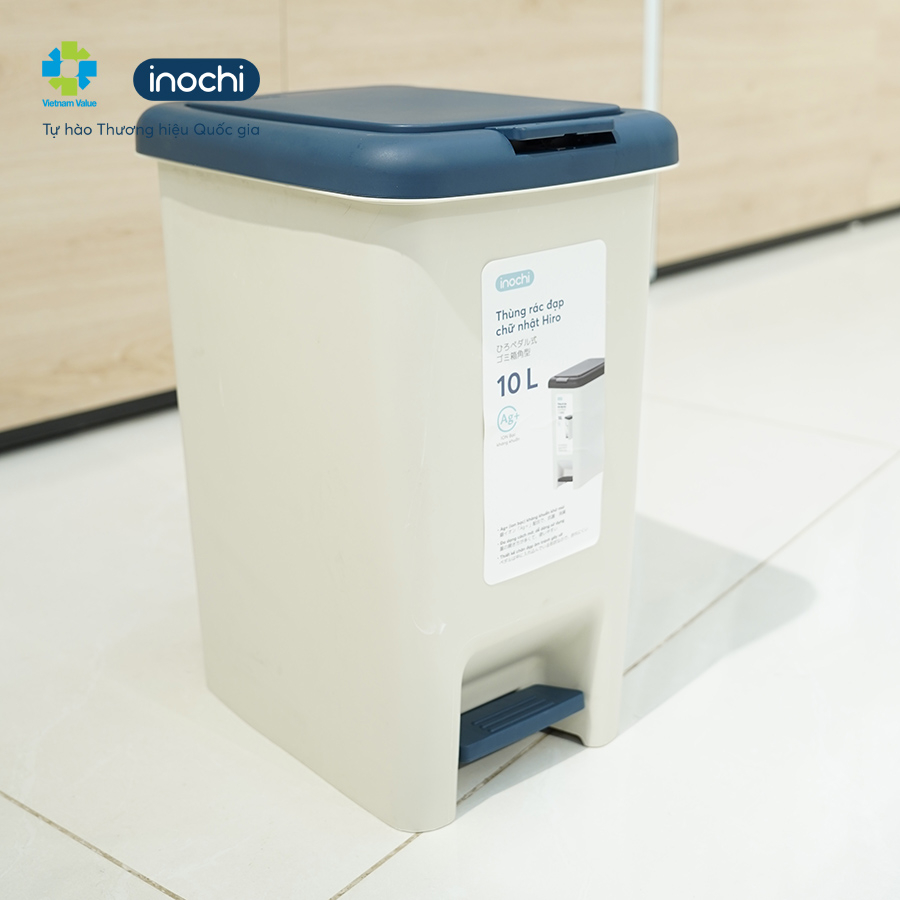 Thùng Rác Đạp Chữ Nhật Có Lõi Bên Trong 10L INOCHI Đựng Rác Văn Phòng, Khách Sạn, Gia Đình