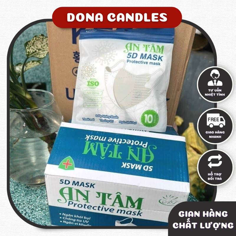100c cái Khẩu trang 5D An Tâm người lớn kháng khuẩn, khẩu trang lọc bụi mịn