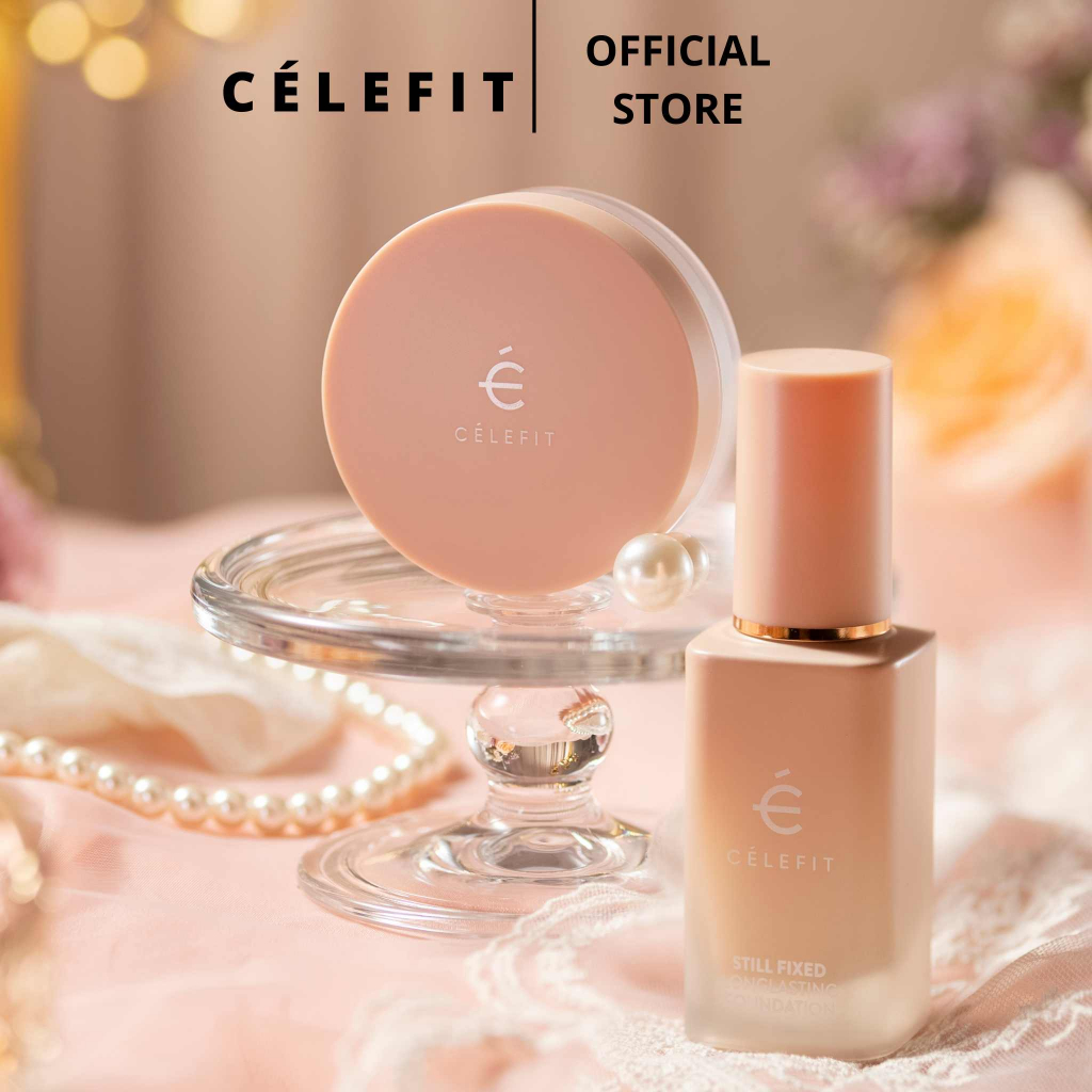 COMBO Kem nền CELEFIT Still Fixed Longlasting Foundation 30ml -Phấn phủ CELEFIT STILL FIXED FINISH POWDER 12g