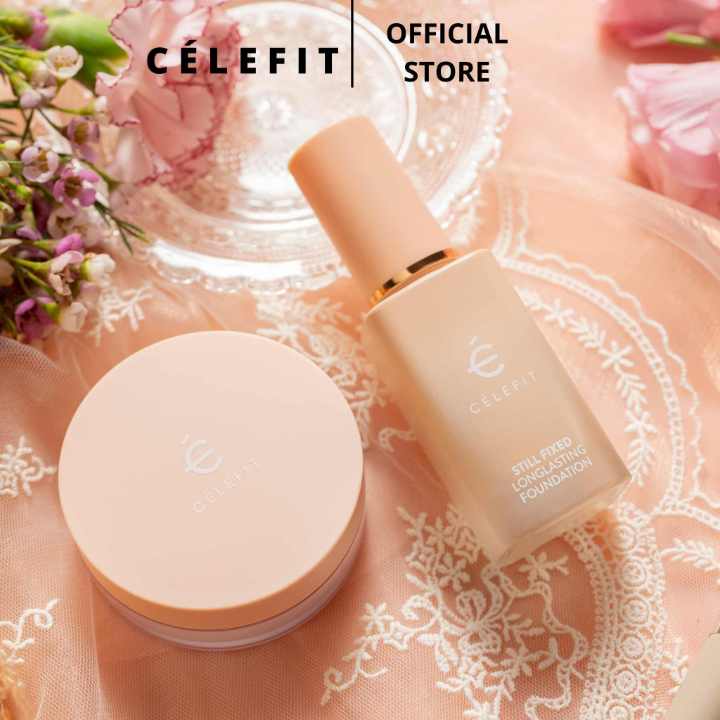 COMBO Kem nền CELEFIT Still Fixed Longlasting Foundation 30ml -Phấn phủ CELEFIT STILL FIXED FINISH POWDER 12g