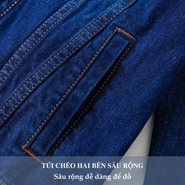 Áo Khoác Jean Nam Cổ Bẻ Cao Cấp H90 Dáng Regular Chất Denim Co Giãn HJKJ004