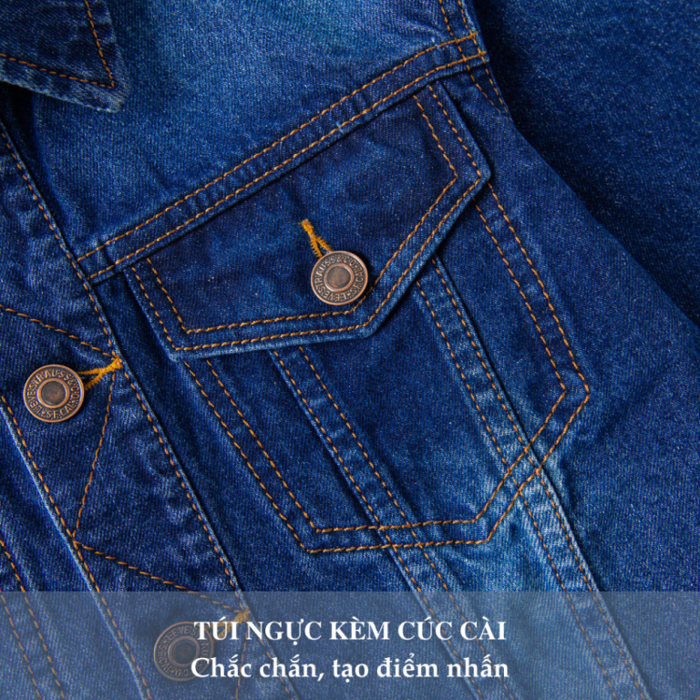 Áo Khoác Jean Nam Cổ Bẻ Cao Cấp H90 Dáng Regular Chất Denim Co Giãn HJKJ004