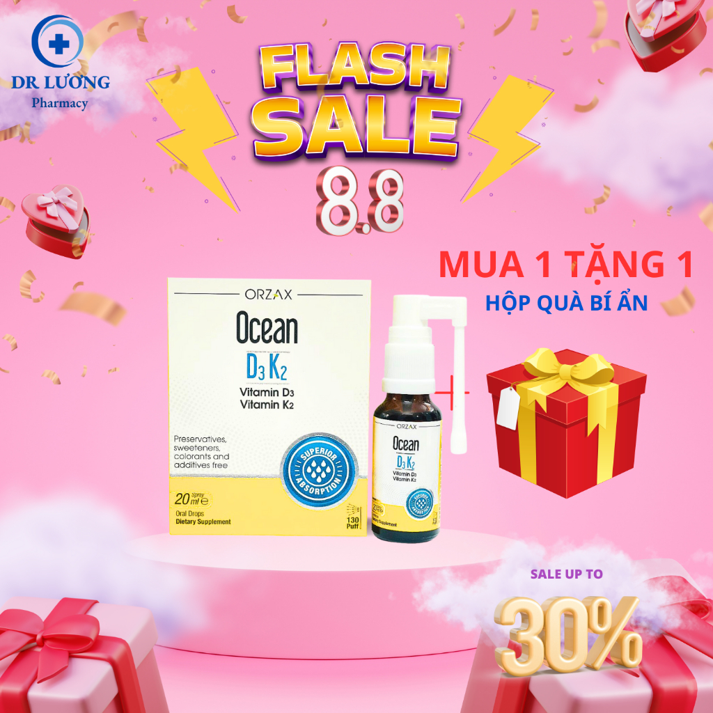 Ocean D3K2.Bổ Sung Giúp Tăng Cường Hấp Thu Canxi,Phát Triển Chiều Cao,Còi Xương.D3k2 Dạng Xịt