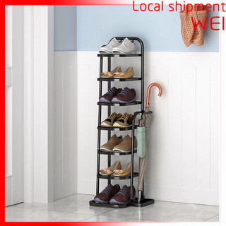 Cao cấp đen trắng đa chức năng 7 lớp giày rack với ô móc tiết kiệm không gian thép không gỉ không thấm nước Sắt