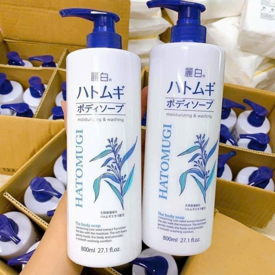 SỮA TẮM DƯỠNG TRẮNG DA Ý DĨ-Sữa Tắm Dưỡng Ẩm Và Làm Sáng Da Hatomugi Reihaku Hatomugi Body Soap (800