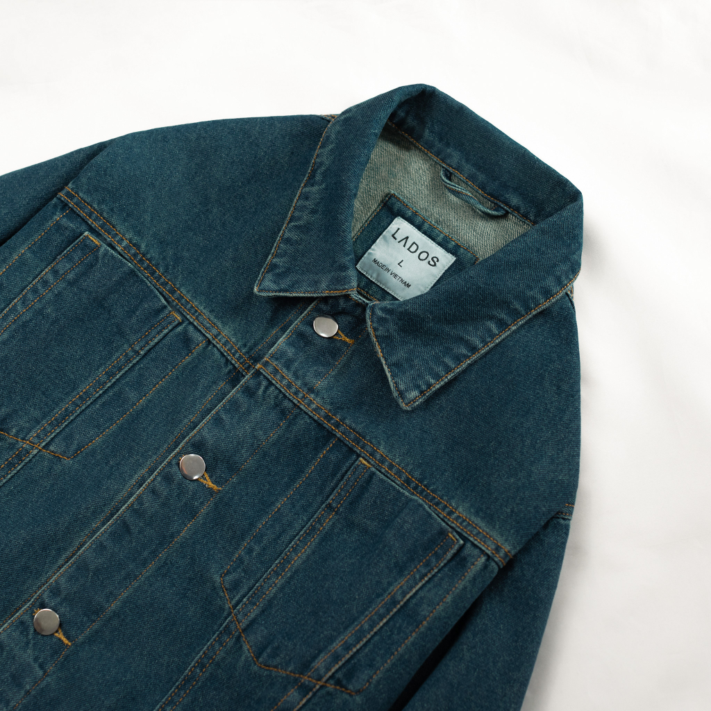 Áo khoác jean nam xanh đậm phong cách thời trang WOPY -1980 cá tính, dễ phối đồ, cao cấp