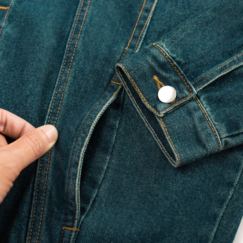 Áo khoác jean nam xanh đậm phong cách thời trang WOPY -1980 cá tính, dễ phối đồ, cao cấp