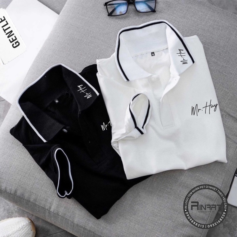 In Tên Theo Yêu Cầu Áo Thun Polo Nam Cá Sấu Phối Sọc Viền Cực Đẹp