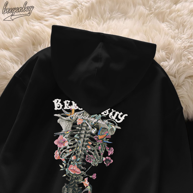Áo Hoodie Cotton BEEYANBUY áo nỉ boy phố đen trắng in hình unisex 100% cotton-A2004