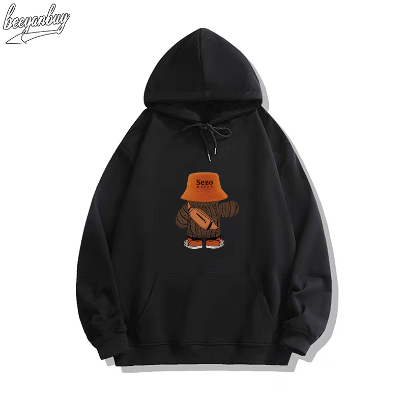 Áo Hoodie Cotton BEEYANBUY áo nỉ basic cổ tròn in hình unisex 100% cotton-A2634