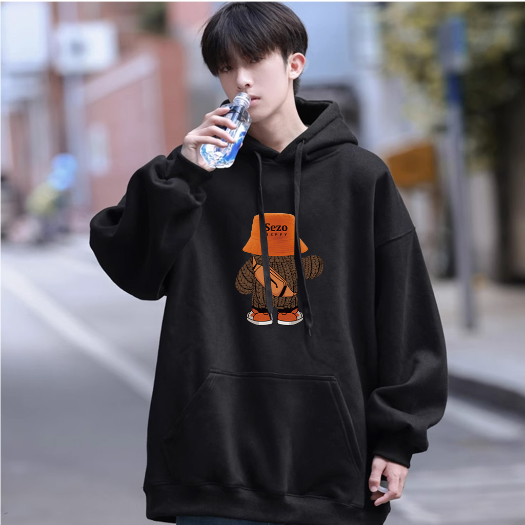 Áo Hoodie Cotton BEEYANBUY áo nỉ basic cổ tròn in hình unisex 100% cotton-A2634