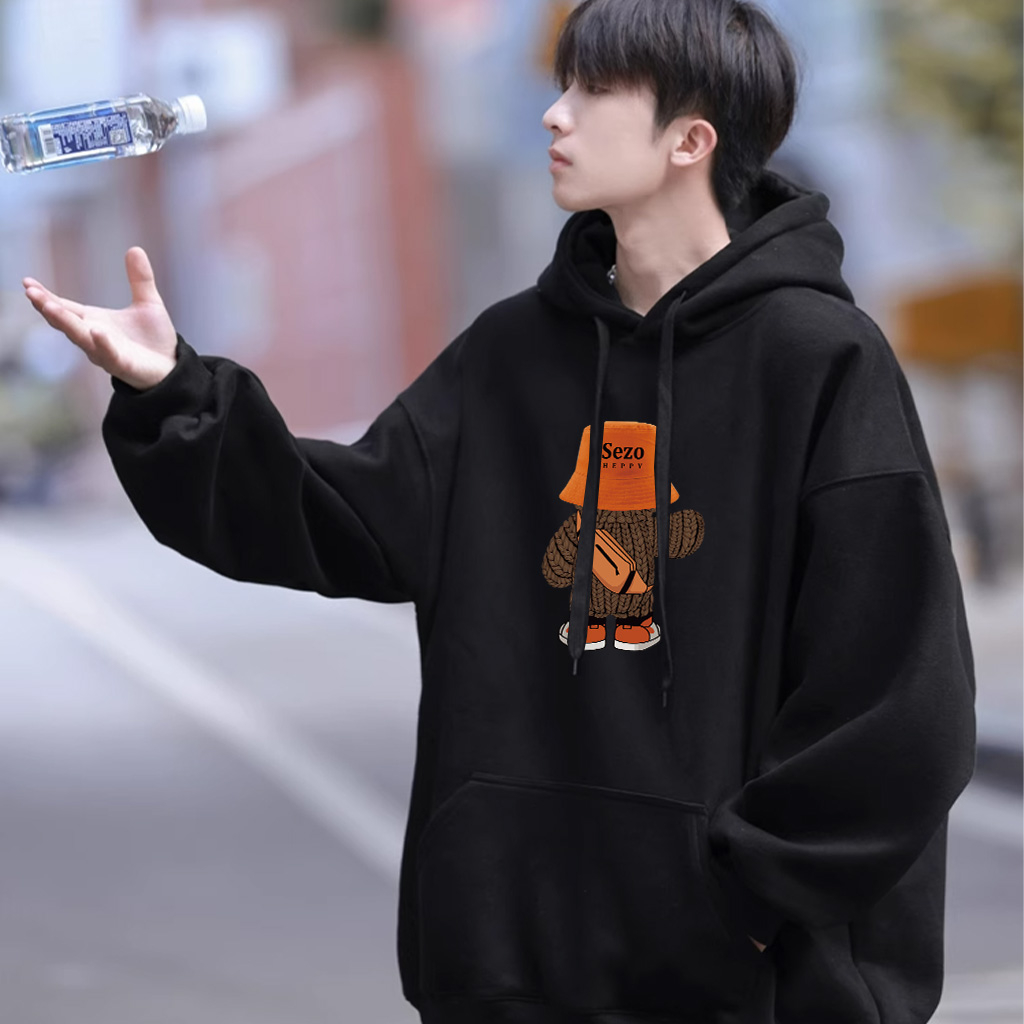 Áo Hoodie Cotton BEEYANBUY áo nỉ basic cổ tròn in hình unisex 100% cotton-A2634