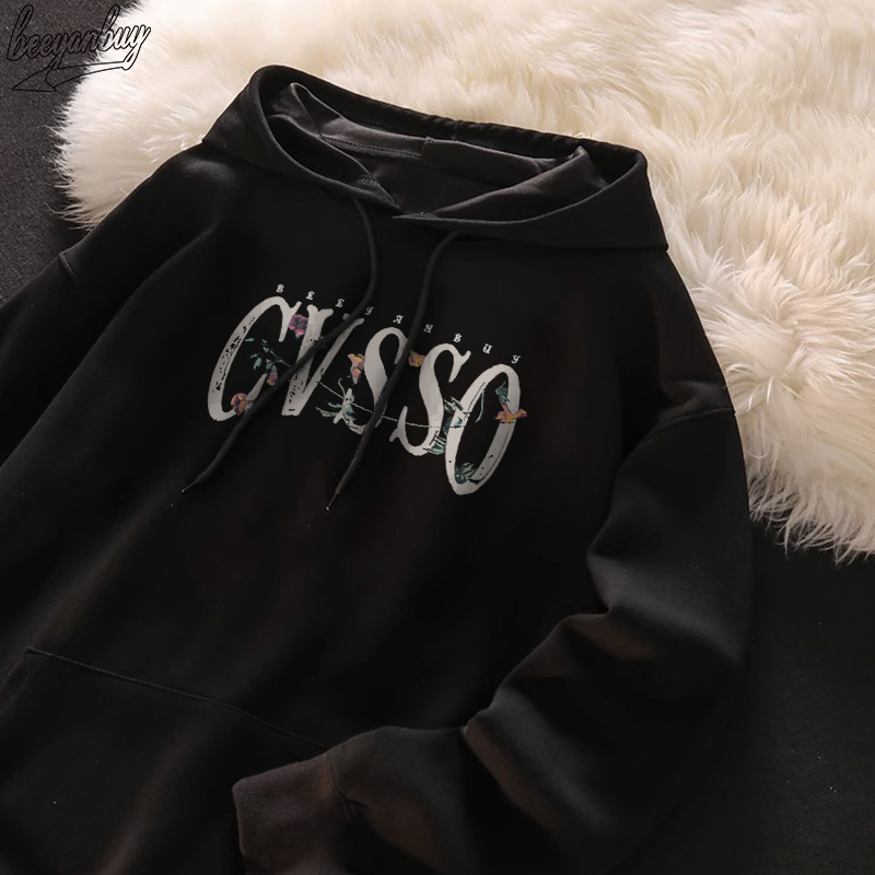 Áo Hoodie Cotton BEEYANBUY áo nỉ boy phố đen trắng in hình unisex 100% cotton-A2004