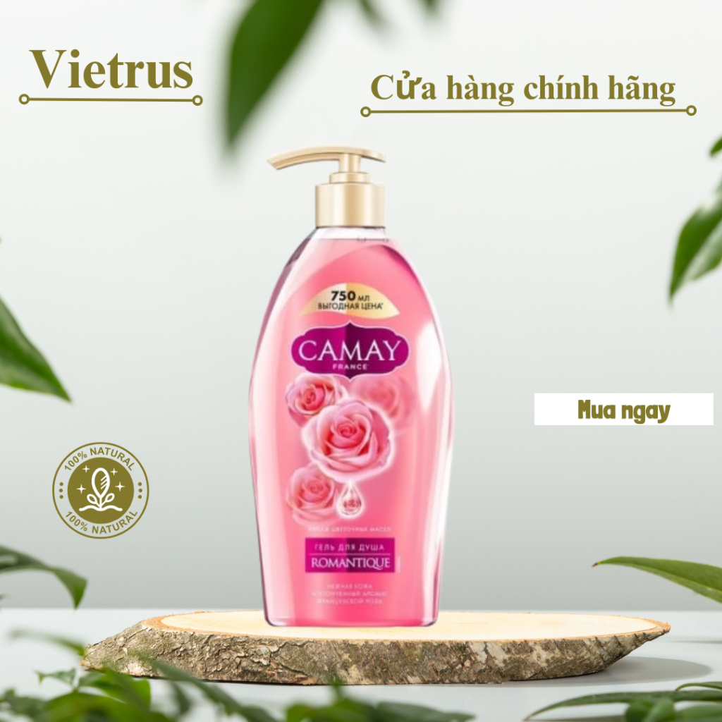 Sữa tắm Dưỡng ấm CAMAY 750ml hương hoa hồng thơm mát dễ chịu nhập khẩu Nga