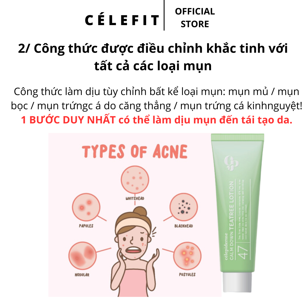 Kem dưỡng làm dịu da CELEPIDERME CALM DOWN TEATREE LOTION