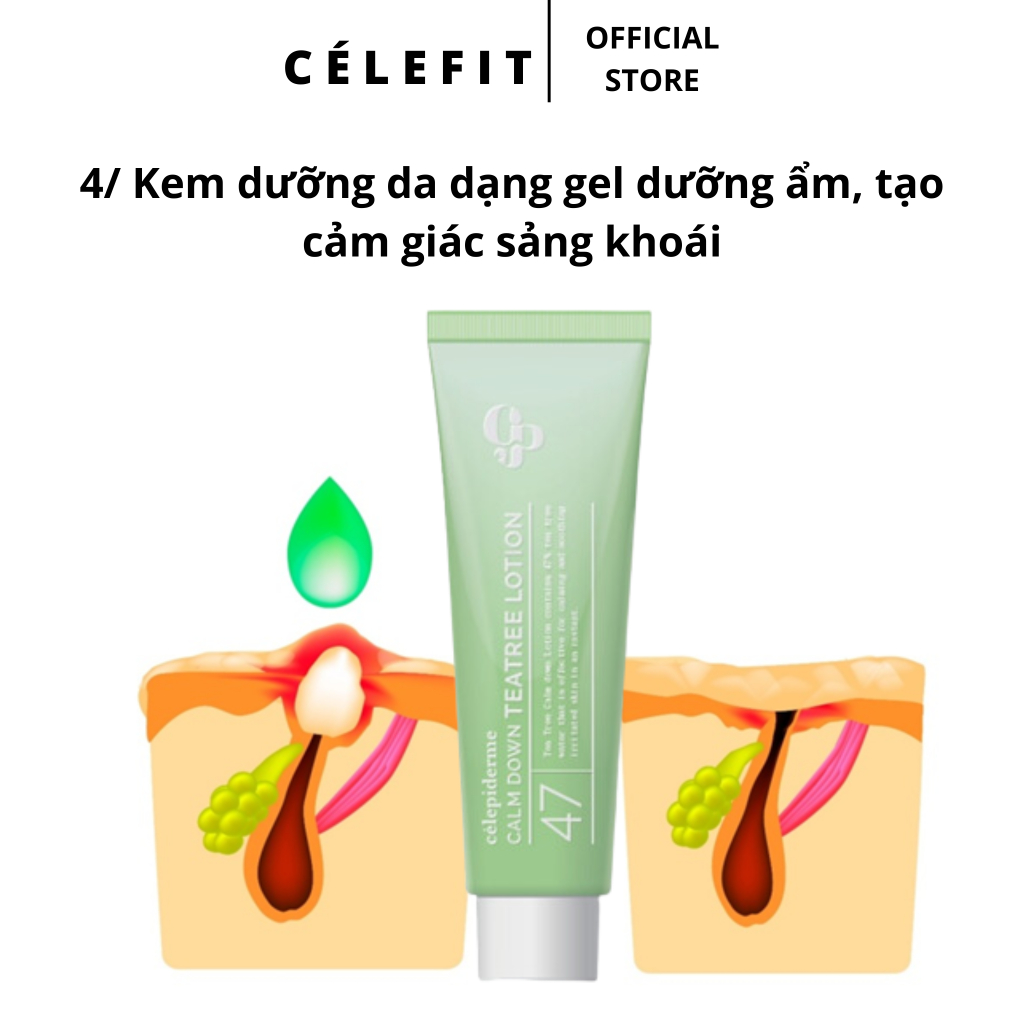 Kem dưỡng làm dịu da CELEPIDERME CALM DOWN TEATREE LOTION