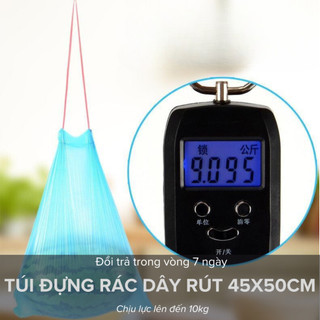 Túi đựng rác có dây rút kích thước 45x50cm, cuộn 15 túi chịu lực 10kg