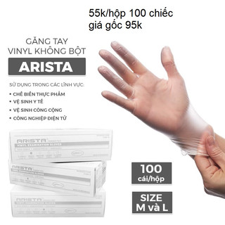 Găng tay vinyl không bột Arista Nhật size L
