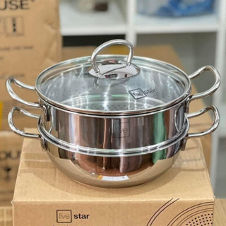 Bộ nồi xửng hấp FIVESTAR 20/24/26/28 cm kèm nắp kiếng HÀNG CHÍNH HÃNG BẢO HÀNH 2 NĂM