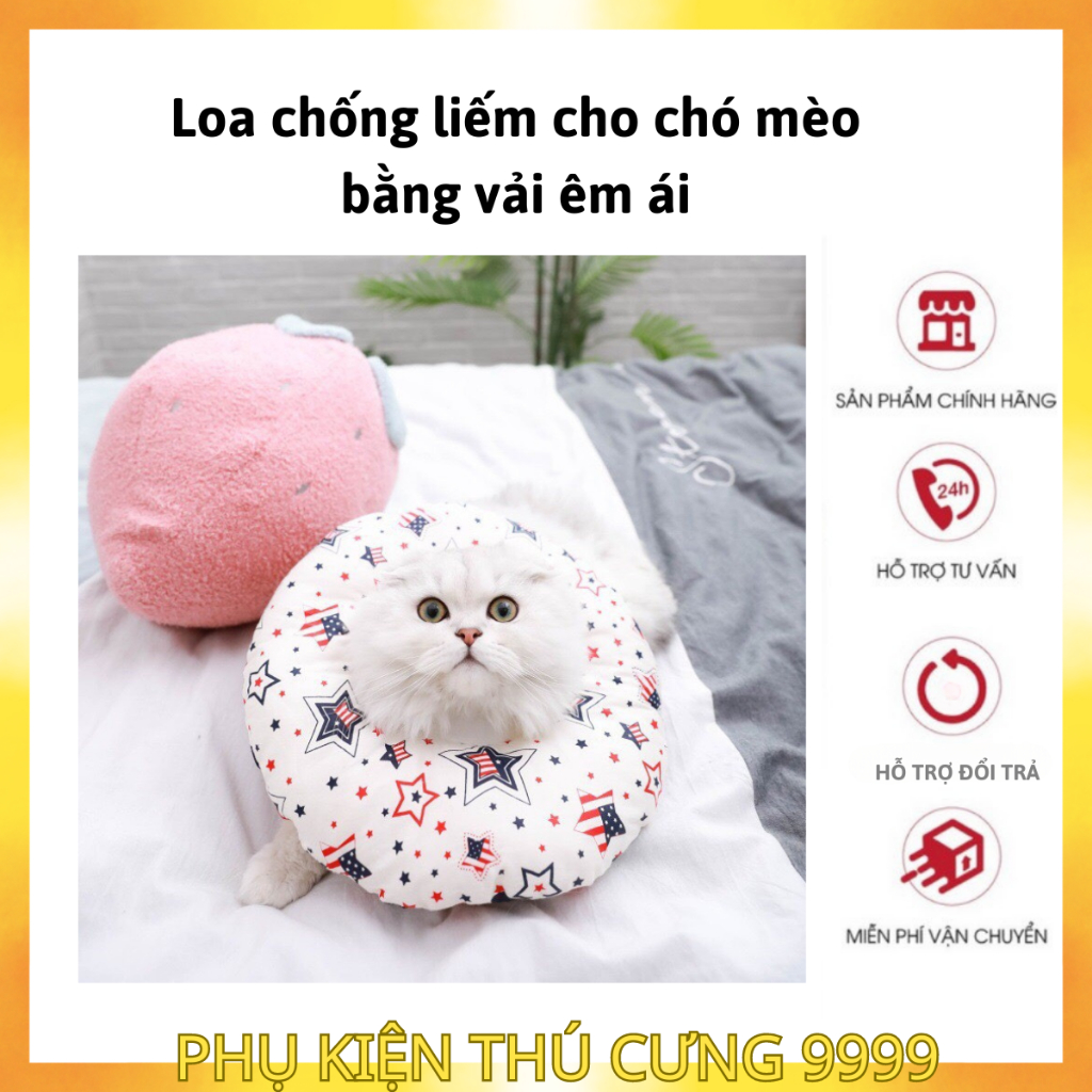 Loa Chống Liếm, Gối Chống Liếm Cho Chó Mèo Bằng Vải Bông