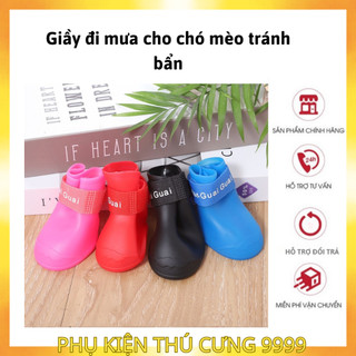 Set 4 giày đi mưa cho chó mèo - Cao su