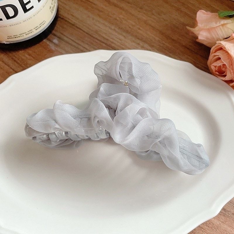 Kẹp Gắp Tóc Vải Voan Nhún Màu Trơn - KEP1584 - BCorner