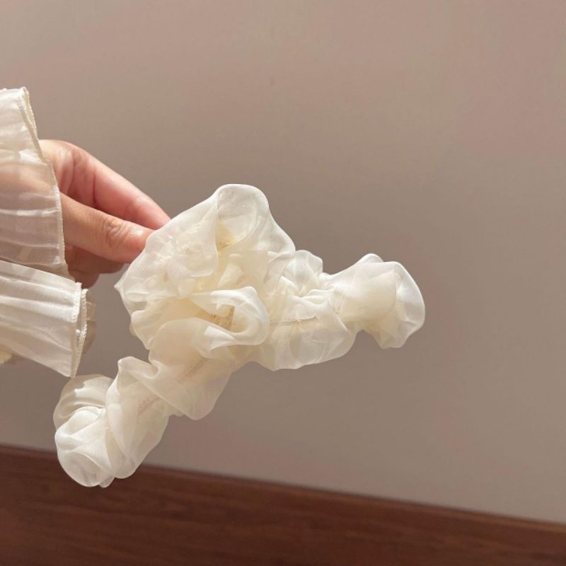 Kẹp Gắp Tóc Vải Voan Nhún Màu Trơn - KEP1584 - BCorner