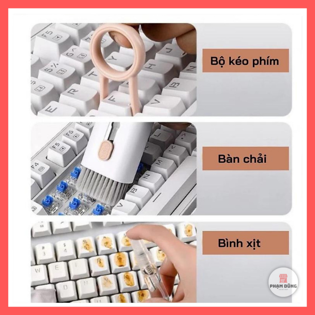 Bộ Dụng Cụ Vệ Sinh Laptop - Máy tính - Bàn Phím - Tai Nghe Airpod Đa Năng 7 in 1 Đa Năng