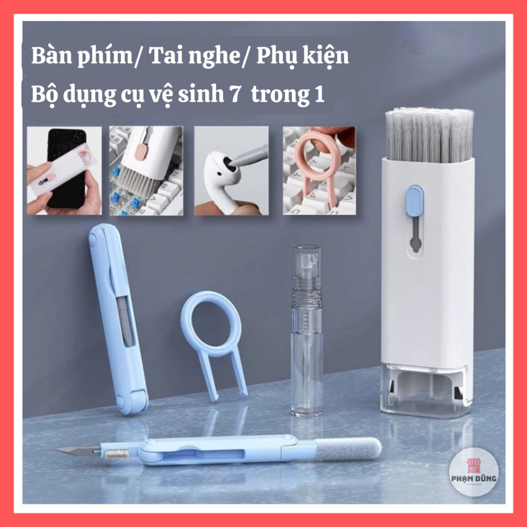 Bộ Dụng Cụ Vệ Sinh Laptop - Máy tính - Bàn Phím - Tai Nghe Airpod Đa Năng 7 in 1 Đa Năng