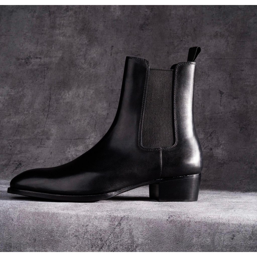 CHELSEA BOOTS Giày Bốt Nam Cao Cấp Da Bò Nguyên Tấm Nhập Khẩu Banglades Đế Cao 5cm, Gót Gỗ Chính Hãng - TDK Shoemaker