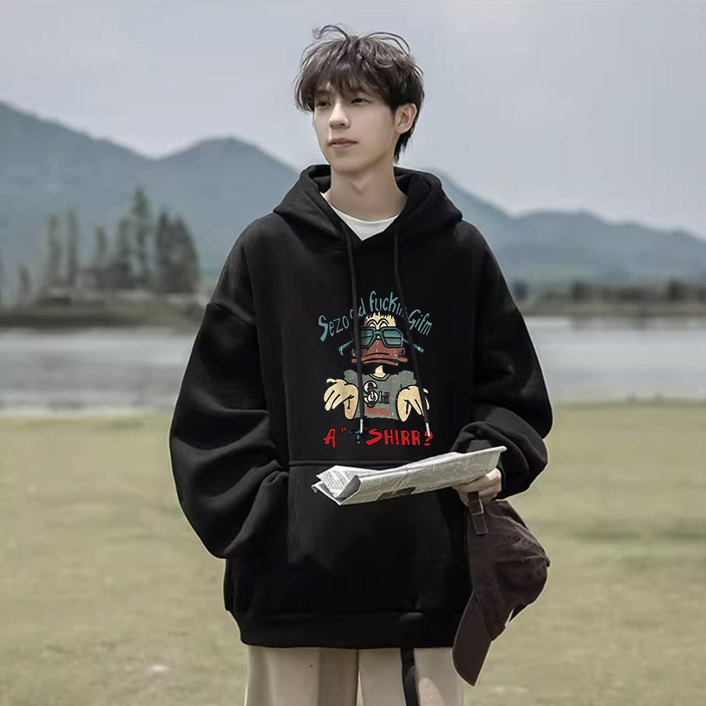 Áo Hoodie Cotton BEEYANBUY áo nỉ thời trang đen trắng in hình unisex 100% cotton -V0024
