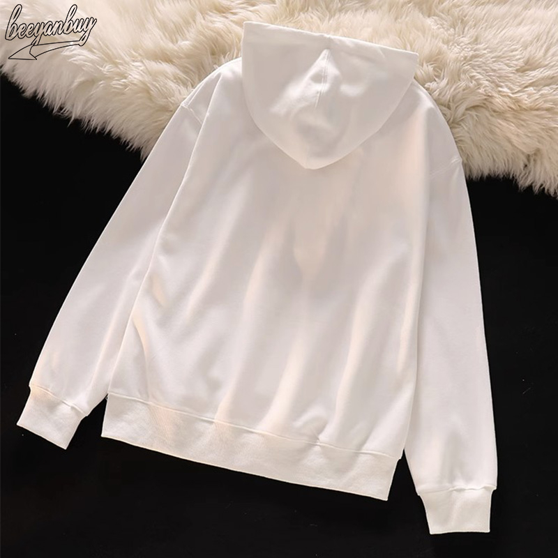 Áo Hoodie Cotton BEEYANBUY áo nỉ thời trang đen trắng in hình unisex 100% cotton -V0024